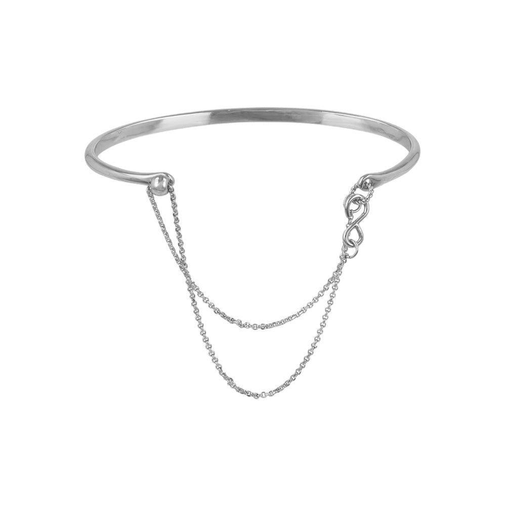 ブレスレット chain 2way bangle ニッケルフリー メタル ライン チェーン スライドボール バングル