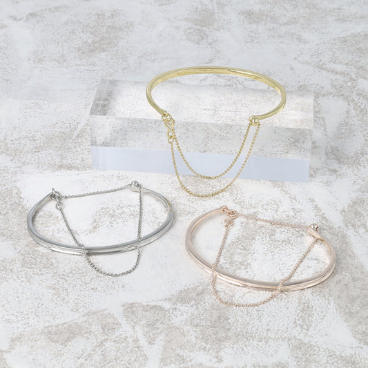 ブレスレット chain 2way bangle ニッケルフリー メタル チェーン スライドボール バングル