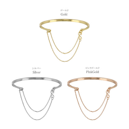 ブレスレット chain 2way bangle ニッケルフリー メタル チェーン スライドボール バングル