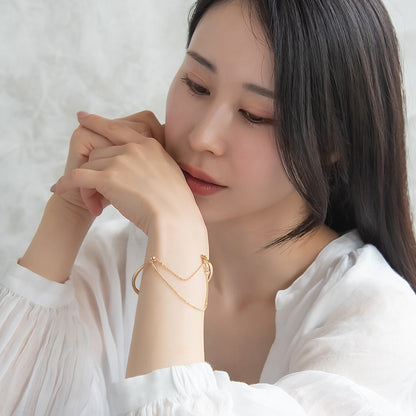 ブレスレット chain 2way bangle ニッケルフリー メタル チェーン スライドボール バングル