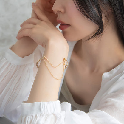ブレスレット chain 2way bangle ニッケルフリー メタル チェーン スライドボール バングル