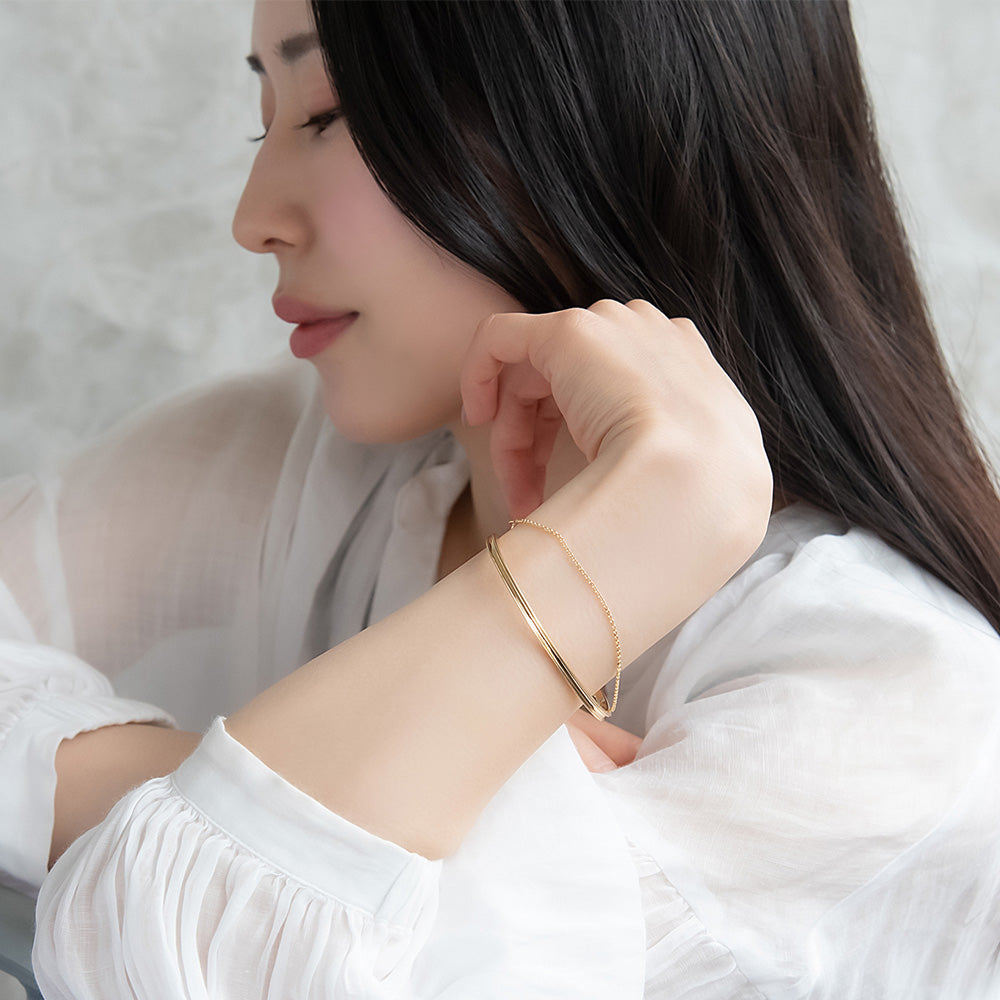 ブレスレット chain 2way bangle ニッケルフリー メタル チェーン スライドボール バングル
