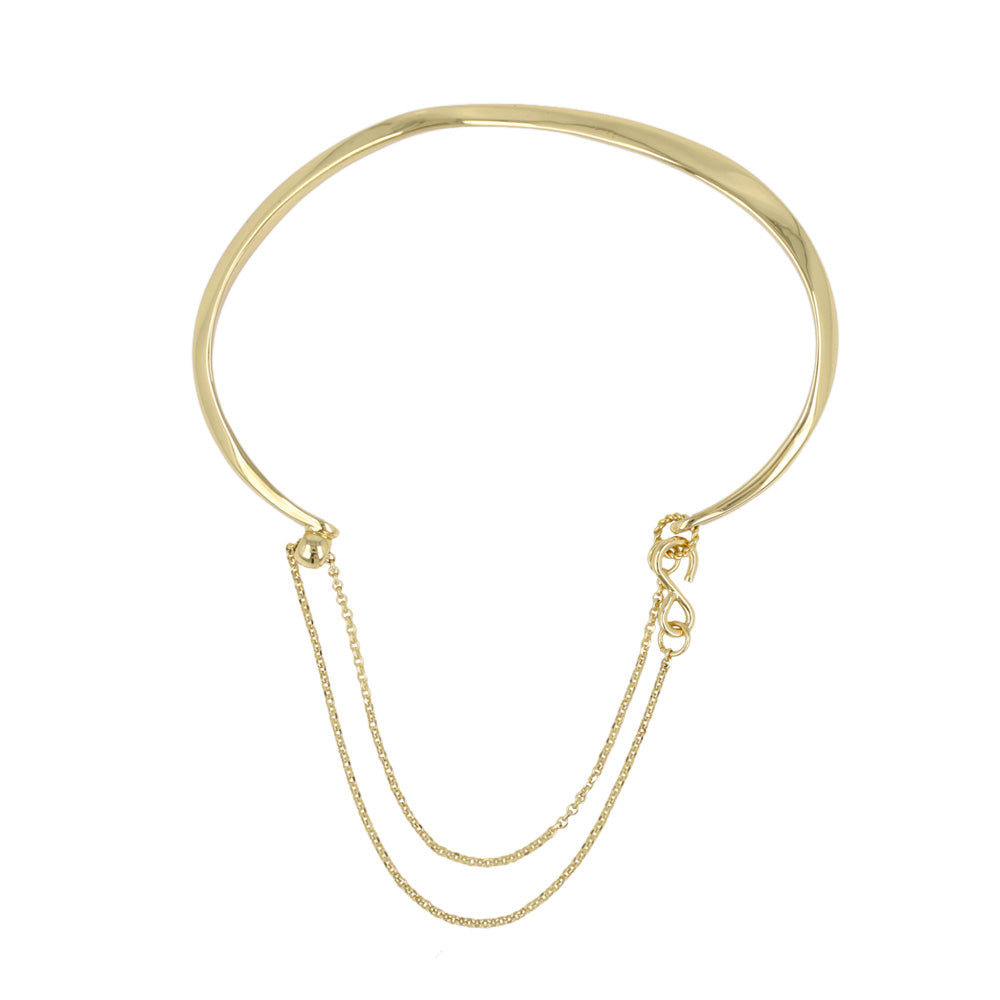 ブレスレット chain 2way bangle ニッケルフリー メタル ウエーブ チェーン スライドボール バングル