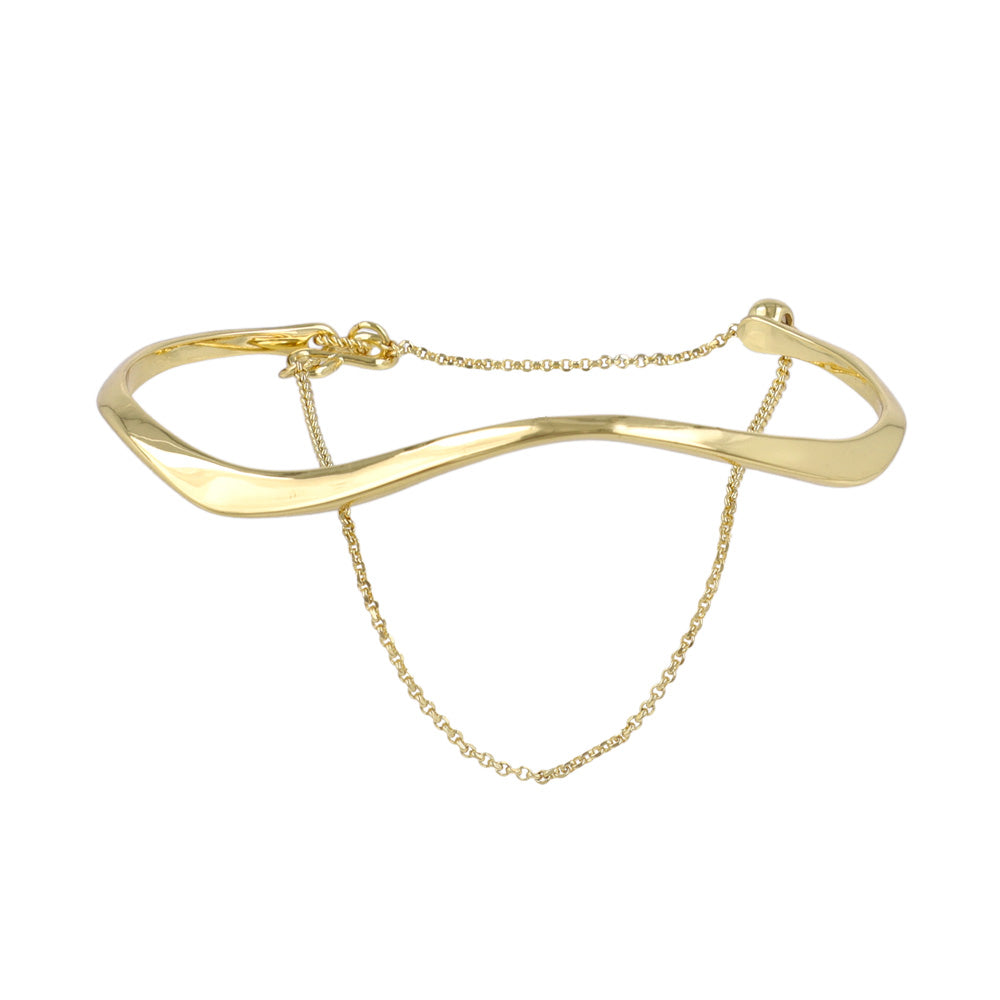 ブレスレット chain 2way bangle ニッケルフリー メタル ウエーブ チェーン スライドボール バングル