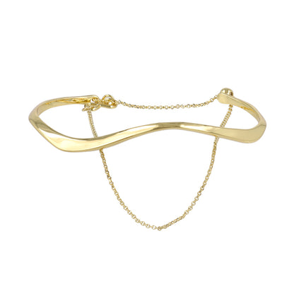 ブレスレット chain 2way bangle ニッケルフリー メタル ウエーブ チェーン スライドボール バングル