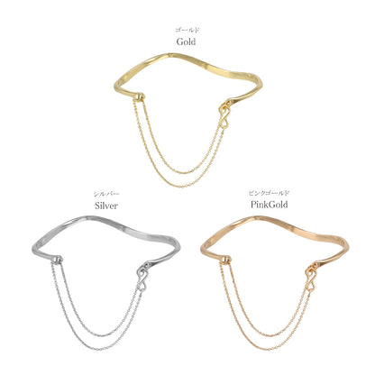 ブレスレット chain 2way bangle ニッケルフリー メタル ウエーブ チェーン スライドボール バングル