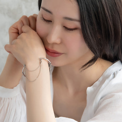 ブレスレット chain 2way bangle ニッケルフリー メタル ウエーブ チェーン スライドボール バングル