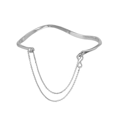 ブレスレット chain 2way bangle ニッケルフリー メタル ウエーブ チェーン スライドボール バングル