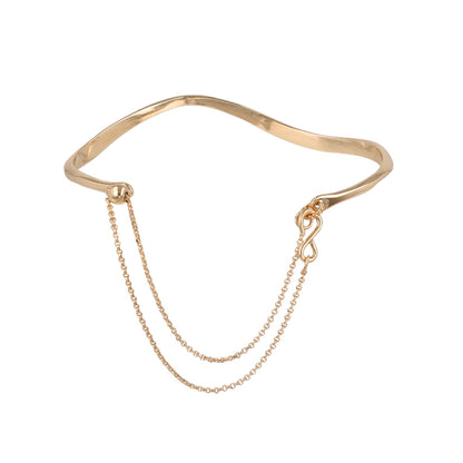 ブレスレット chain 2way bangle ニッケルフリー メタル ウエーブ チェーン スライドボール バングル