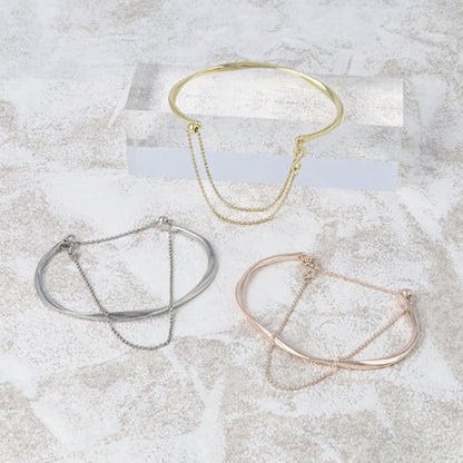 ブレスレット chain 2way bangle ニッケルフリー メタル ツイスト チェーン スライドボール バングル