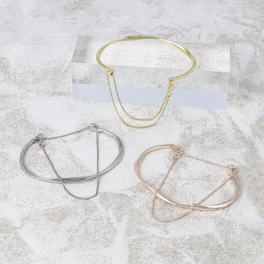 ブレスレット chain 2way bangle ニッケルフリー メタル ツイスト チェーン スライドボール バングル