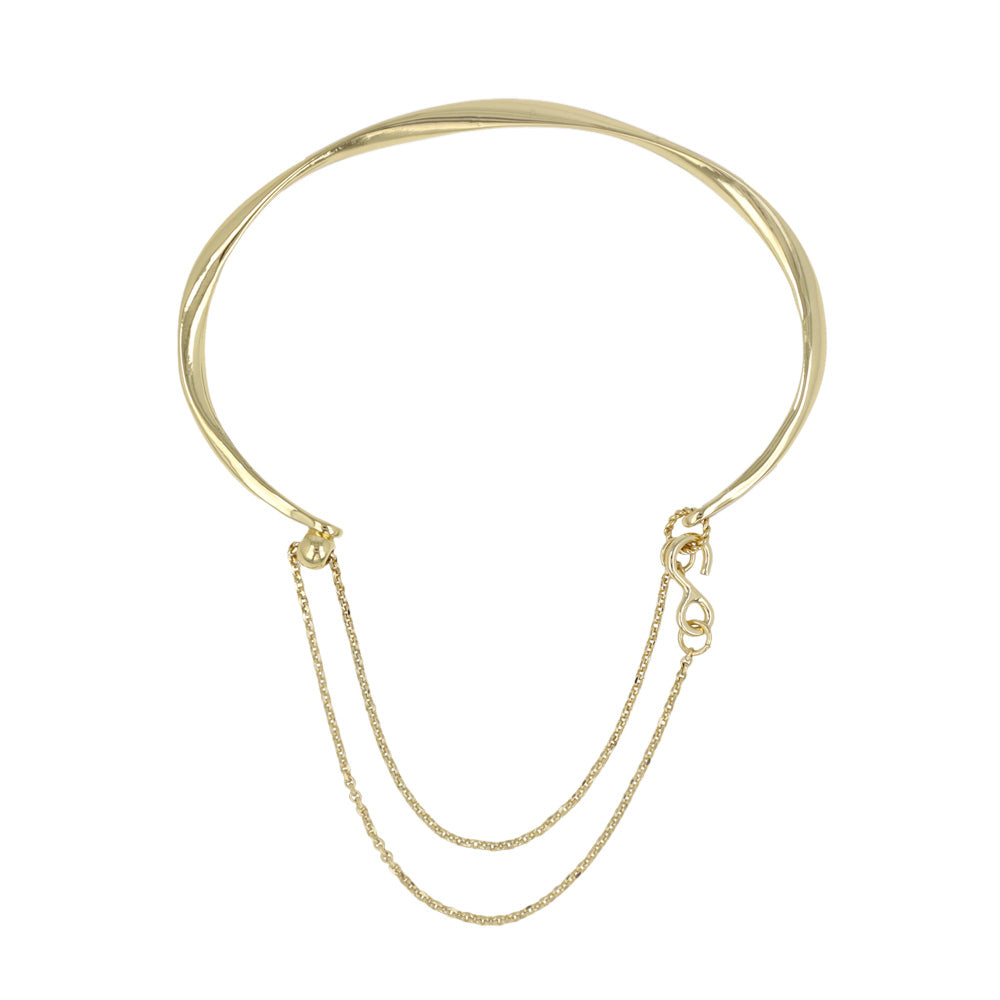 ブレスレット chain 2way bangle ニッケルフリー メタル ツイスト チェーン スライドボール バングル
