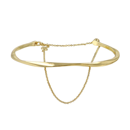 ブレスレット chain 2way bangle ニッケルフリー メタル ツイスト チェーン スライドボール バングル