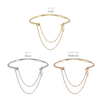 ブレスレット chain 2way bangle ニッケルフリー メタル ツイスト チェーン スライドボール バングル