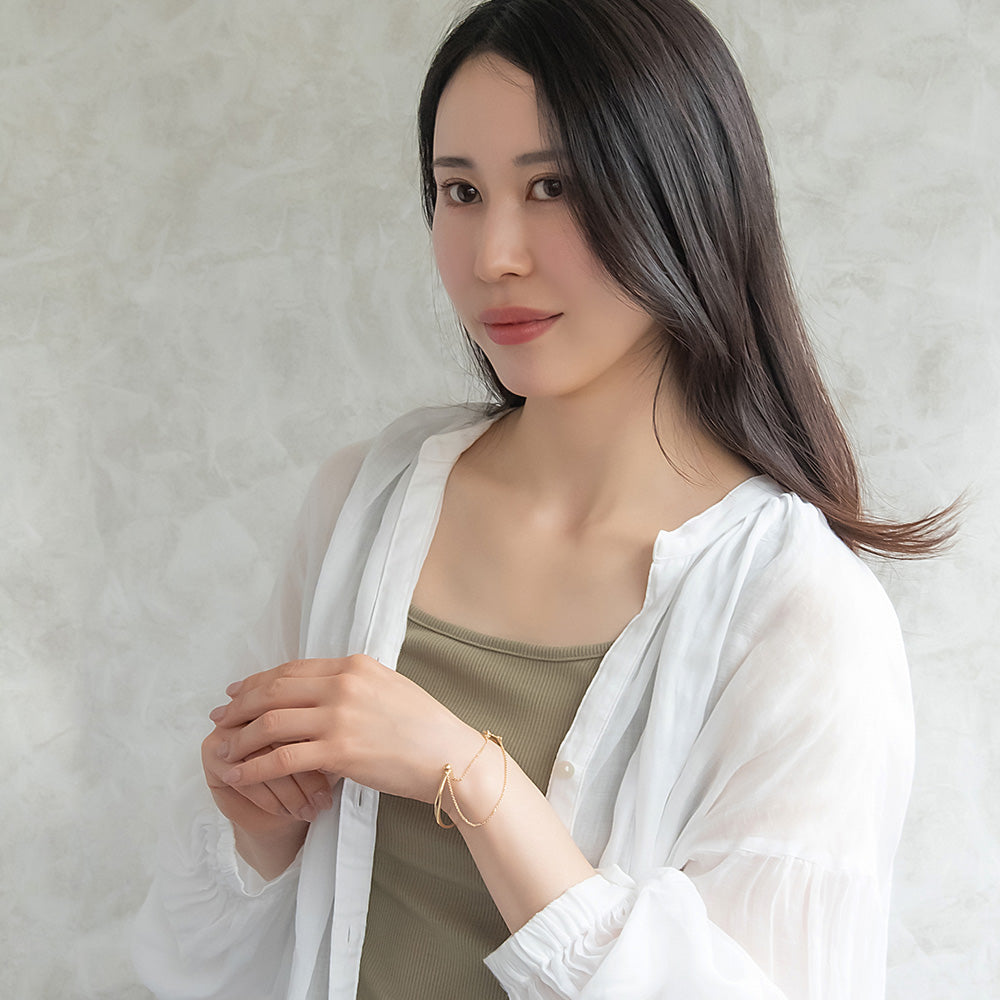 ブレスレット chain 2way bangle ニッケルフリー メタル ツイスト チェーン スライドボール バングル