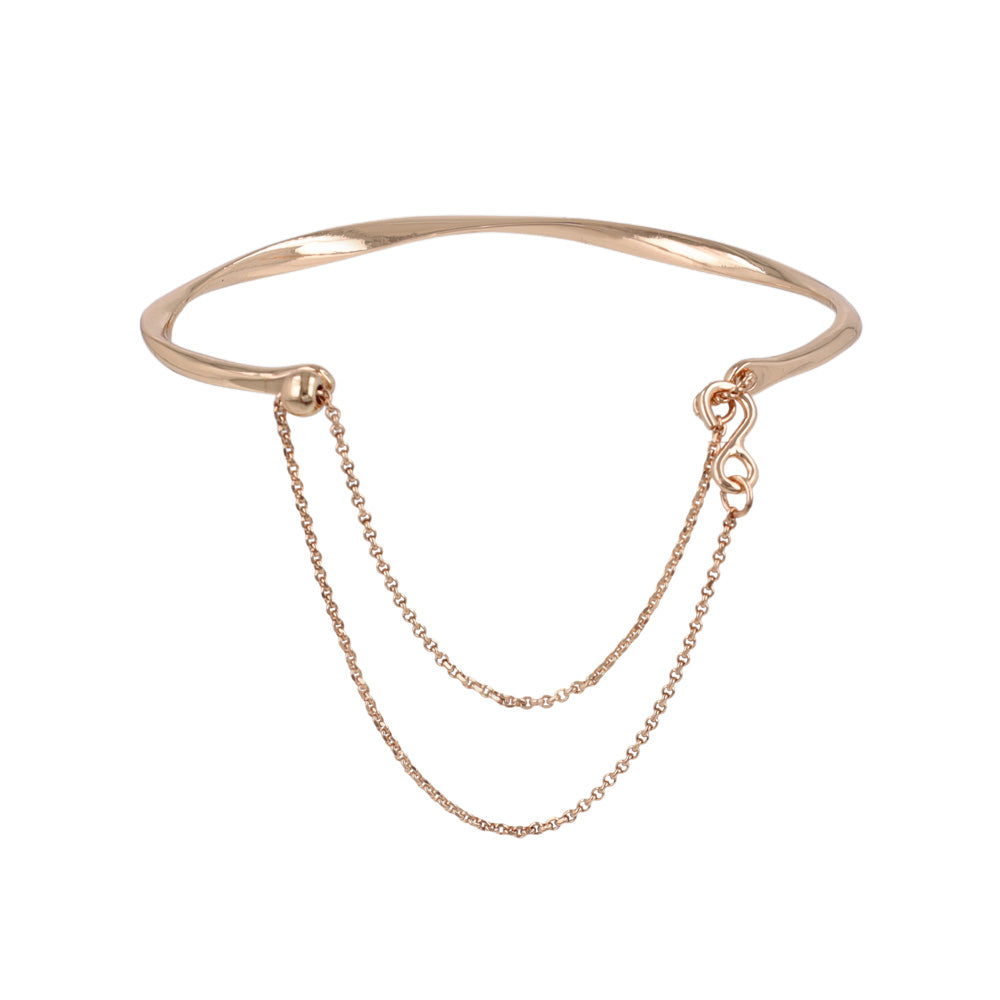 ブレスレット chain 2way bangle ニッケルフリー メタル ツイスト チェーン スライドボール バングル