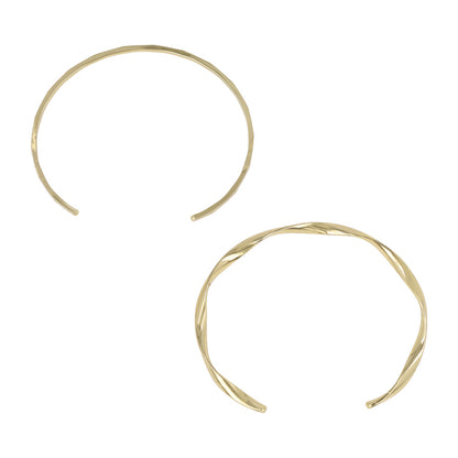 ブレスレット set half bangle ニッケルフリー メタル ツイスト スクエアカット 2本セット スリム ハーフバングル