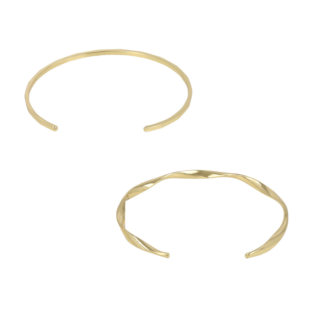 ブレスレット set half bangle ニッケルフリー メタル ツイスト スクエアカット 2本セット スリム ハーフバングル