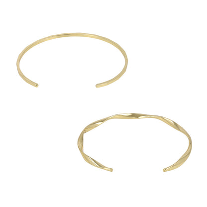 ブレスレット set half bangle ニッケルフリー メタル ツイスト スクエアカット 2本セット スリム ハーフバングル