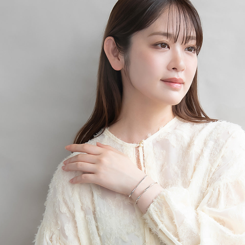 ブレスレット set half bangle ニッケルフリー メタル ツイスト スクエアカット 2本セット スリム ハーフバングル