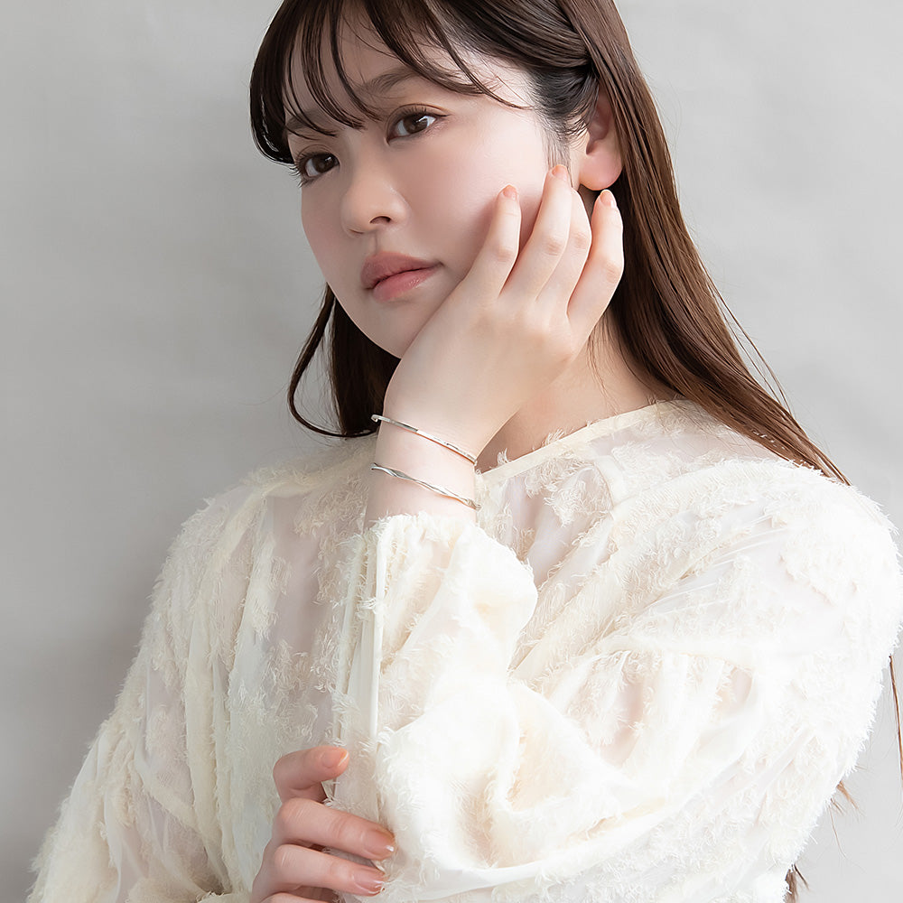 ブレスレット set half bangle ニッケルフリー メタル ツイスト スクエアカット 2本セット スリム ハーフバングル