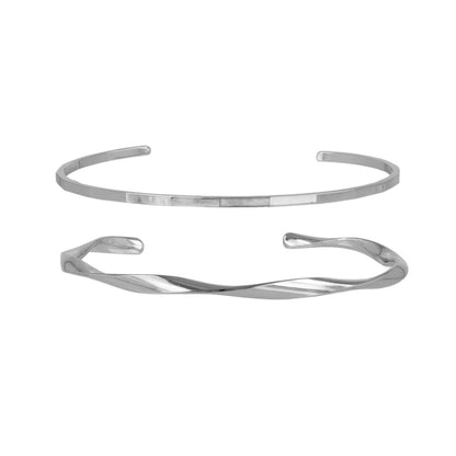 ブレスレット set half bangle ニッケルフリー メタル ツイスト スクエアカット 2本セット スリム ハーフバングル