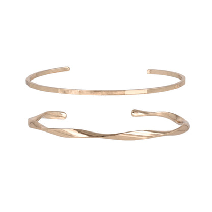 ブレスレット set half bangle ニッケルフリー メタル ツイスト スクエアカット 2本セット スリム ハーフバングル