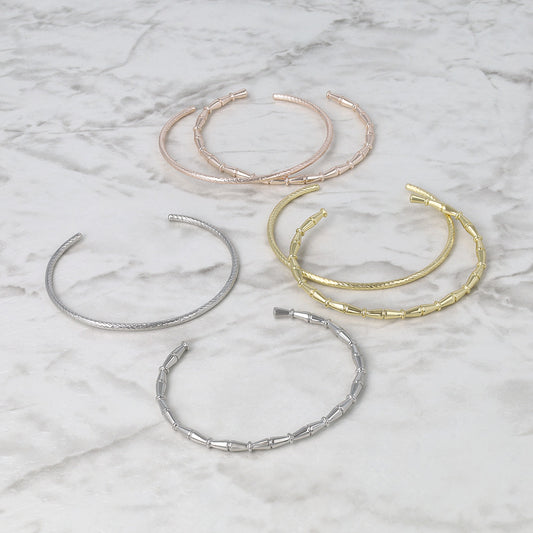 ブレスレット set half bangle ニッケルフリー メタル ロープ バンブー 2本セット スリム ハーフバングル