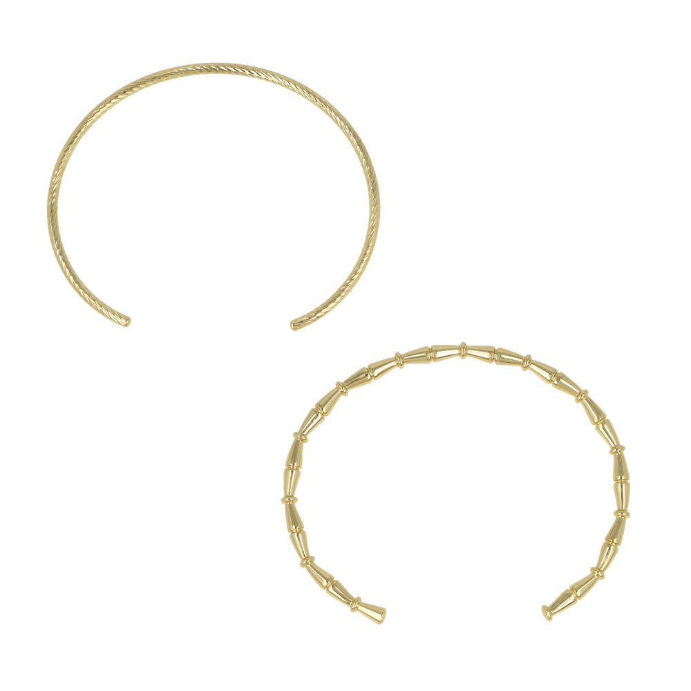 ブレスレット set half bangle ニッケルフリー メタル ロープ バンブー 2本セット スリム ハーフバングル