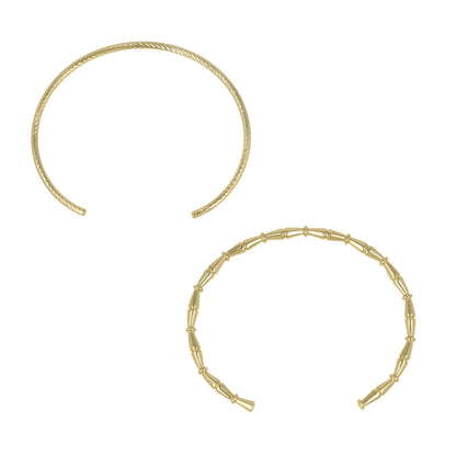 ブレスレット set half bangle ニッケルフリー メタル ロープ バンブー 2本セット スリム ハーフバングル