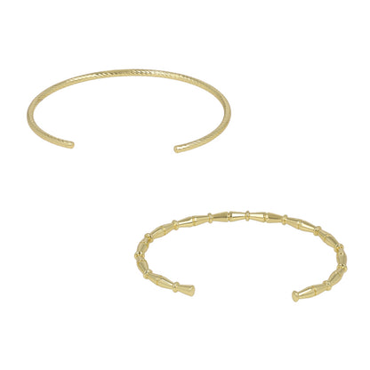 ブレスレット set half bangle ニッケルフリー メタル ロープ バンブー 2本セット スリム ハーフバングル