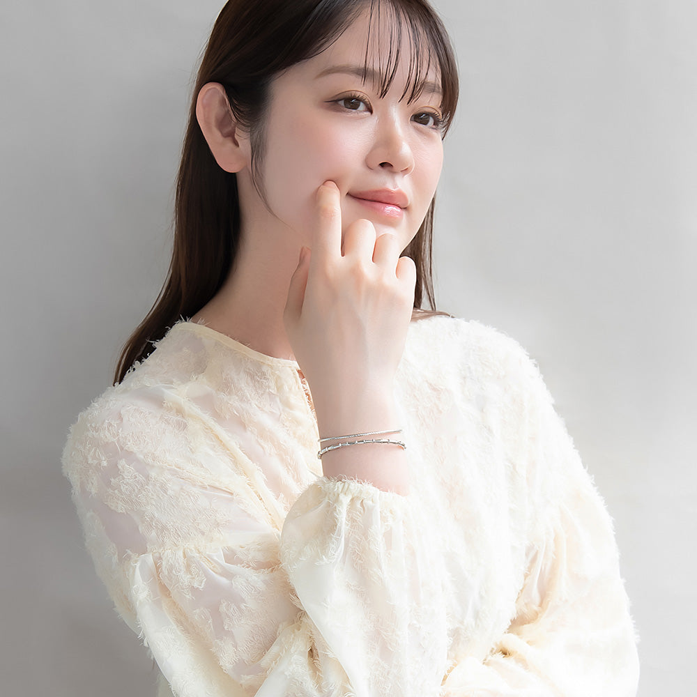 ブレスレット set half bangle ニッケルフリー メタル ロープ バンブー 2本セット スリム ハーフバングル