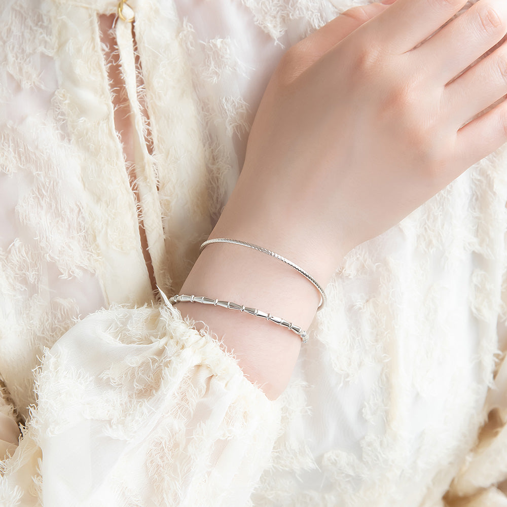 ブレスレット set half bangle ニッケルフリー メタル ロープ バンブー 2本セット スリム ハーフバングル