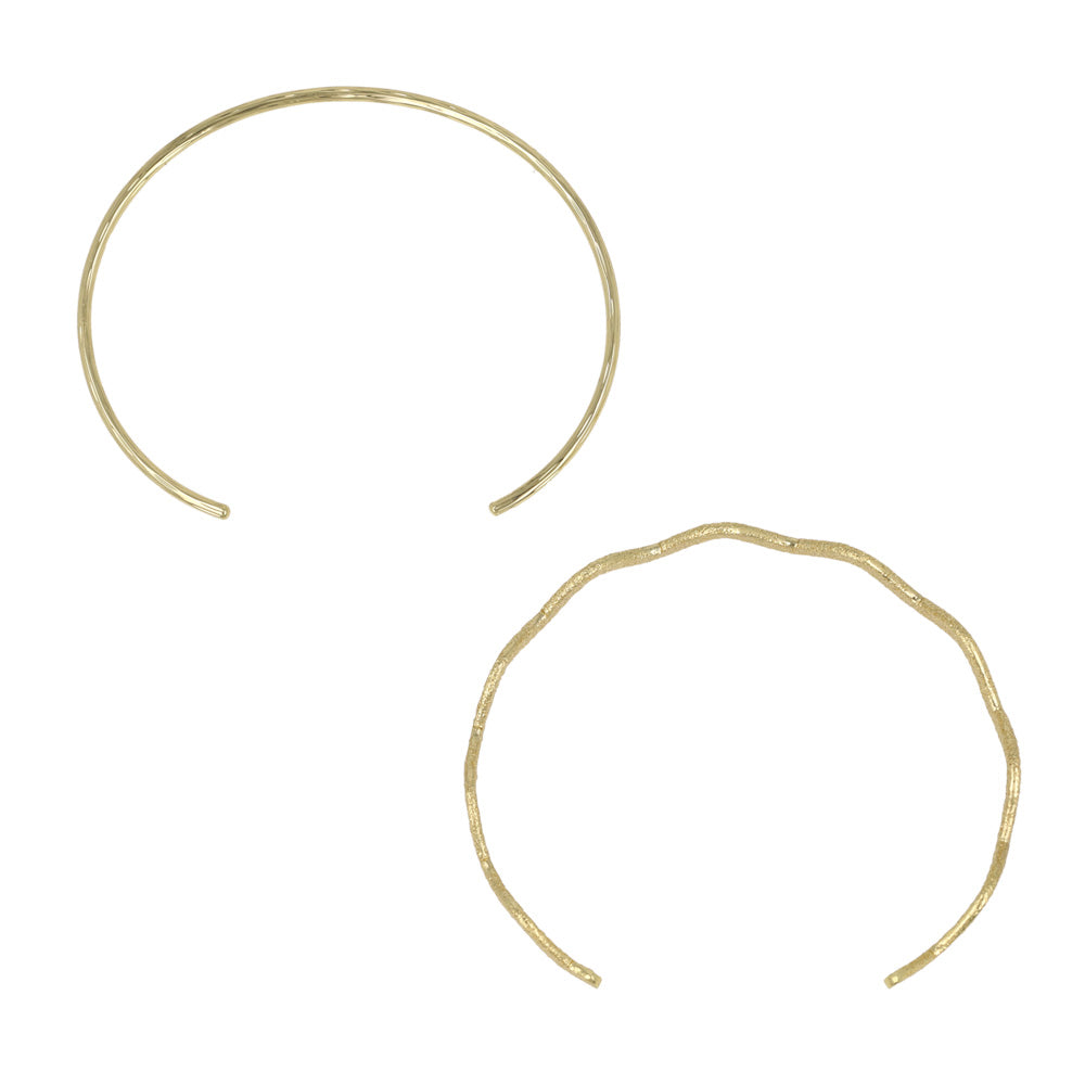 ブレスレット set half bangle ニッケルフリー メタル ライン ウエーブ 梨地 2本セット スリム ハーフバングル