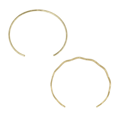 ブレスレット set half bangle ニッケルフリー メタル ライン ウエーブ 梨地 2本セット スリム ハーフバングル