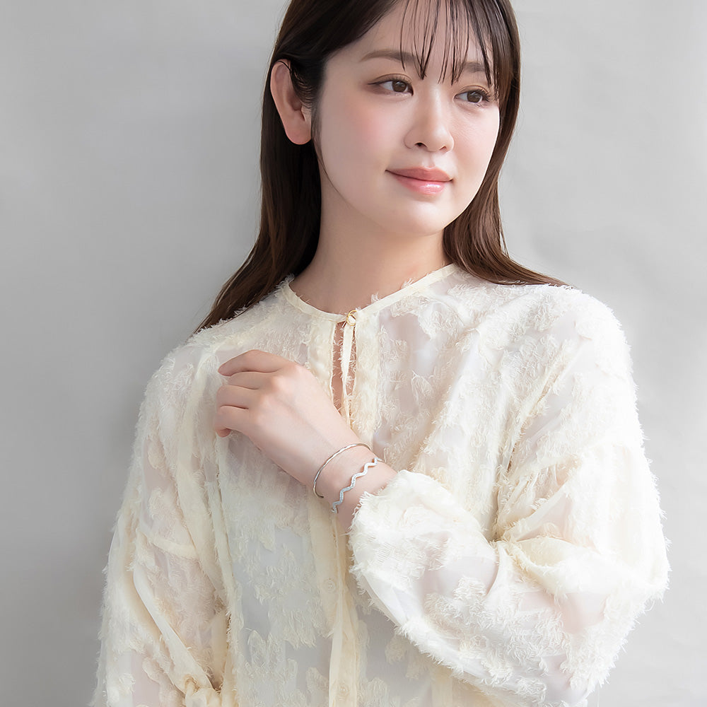 ブレスレット set half bangle ニッケルフリー メタル ライン ウエーブ 梨地 2本セット スリム ハーフバングル