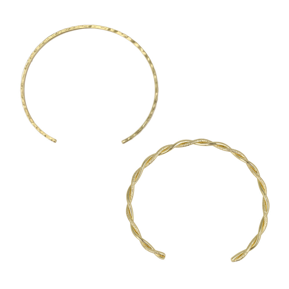 ブレスレット set half bangle ニッケルフリー メタル ハンマーワーク ツイスト 梨地 2本セット スリム ハーフバングル