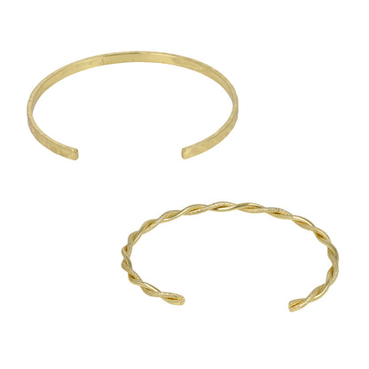 ブレスレット set half bangle ニッケルフリー メタル ハンマーワーク ツイスト 梨地 2本セット スリム ハーフバングル