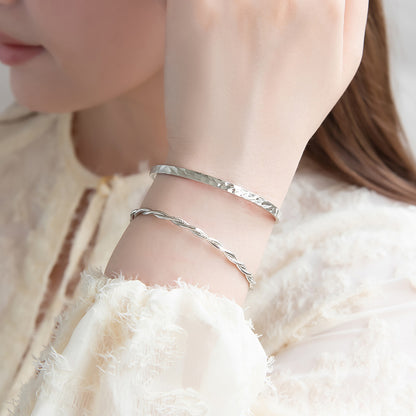 ブレスレット set half bangle ニッケルフリー メタル ハンマーワーク ツイスト 梨地 2本セット スリム ハーフバングル