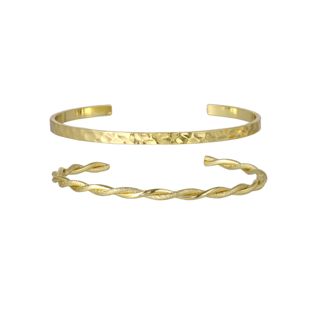 ブレスレット set half bangle ニッケルフリー メタル ハンマーワーク ツイスト 梨地 2本セット スリム ハーフバングル