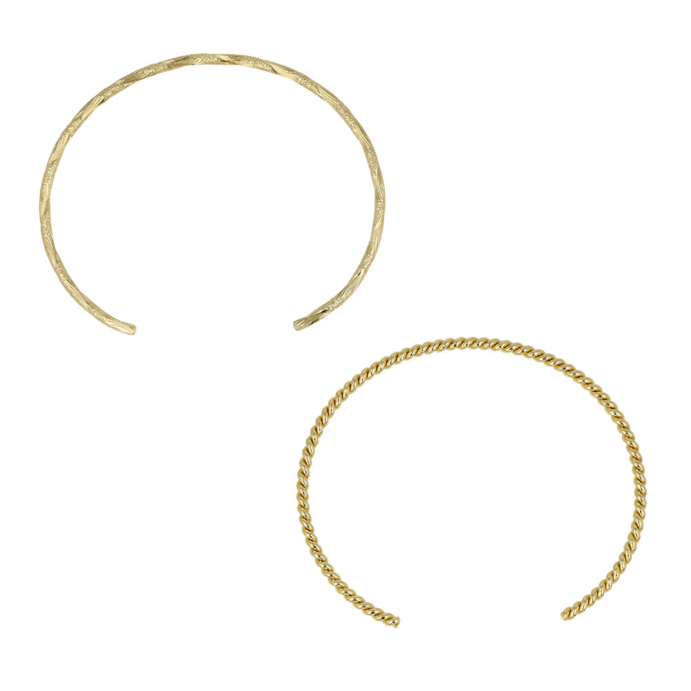 ブレスレット set half bangle ニッケルフリー メタル ツイスト ライン 梨地 2本セット スリム ハーフバングル