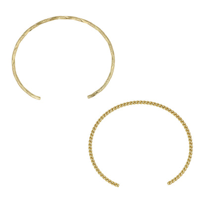 ブレスレット set half bangle ニッケルフリー メタル ツイスト ライン 梨地 2本セット スリム ハーフバングル
