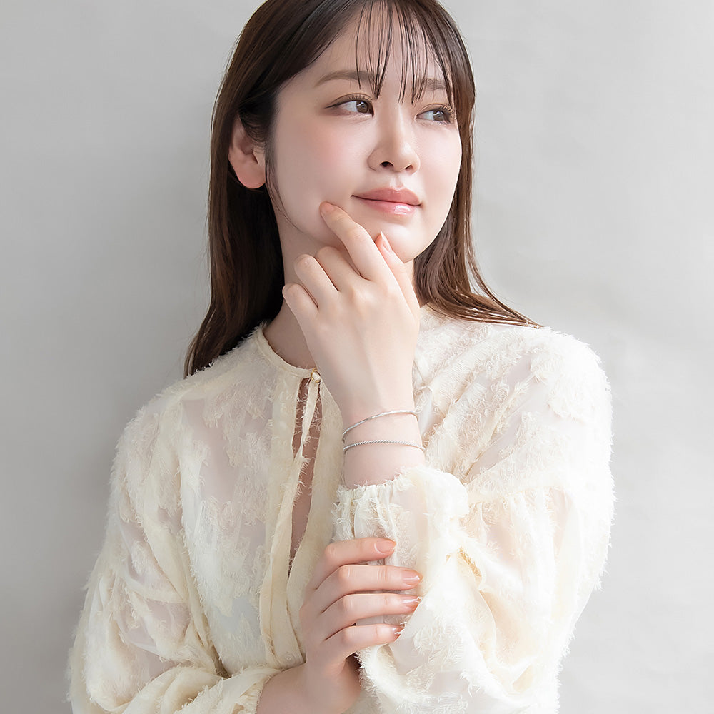ブレスレット set half bangle ニッケルフリー メタル ツイスト ライン 梨地 2本セット スリム ハーフバングル