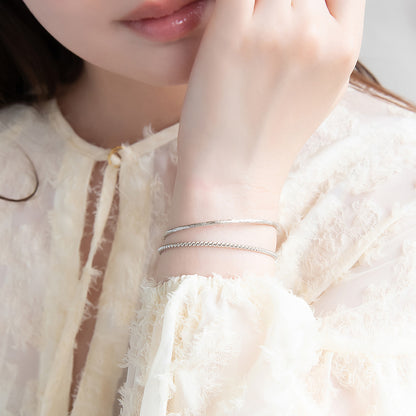 ブレスレット set half bangle ニッケルフリー メタル ツイスト ライン 梨地 2本セット スリム ハーフバングル