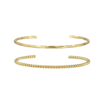 ブレスレット set half bangle ニッケルフリー メタル ツイスト ライン 梨地 2本セット スリム ハーフバングル