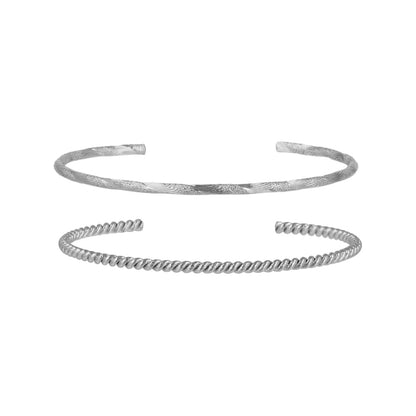 ブレスレット set half bangle ニッケルフリー メタル ツイスト ライン 梨地 2本セット スリム ハーフバングル