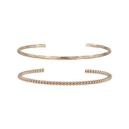 ブレスレット set half bangle ニッケルフリー メタル ツイスト ライン 梨地 2本セット スリム ハーフバングル