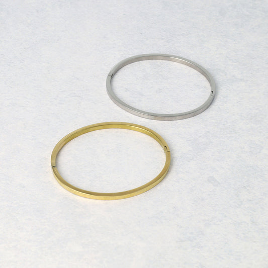 ブレスレット ステンレス メタル シンプル 平打ち スリム バングル