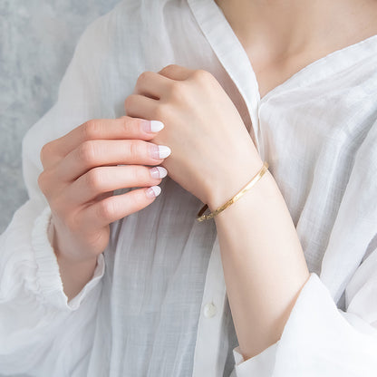 ブレスレット ステンレス メタル シンプル 平打ち スリム バングル