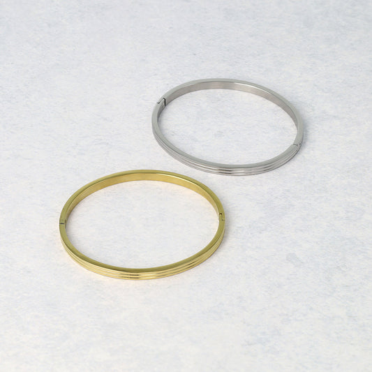 ブレスレット ステンレス メタル トリプル ライン スリム バングル